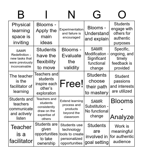 HCSD Classroom 3.0 Bingo Card