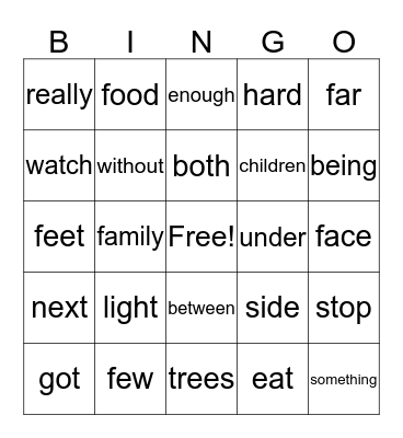 Halloween Words  Bingo Card