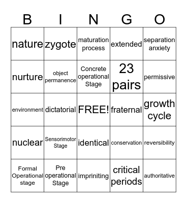 Chapter 10 Bingo Card