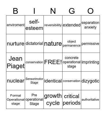 Chapter 10 Bingo Card