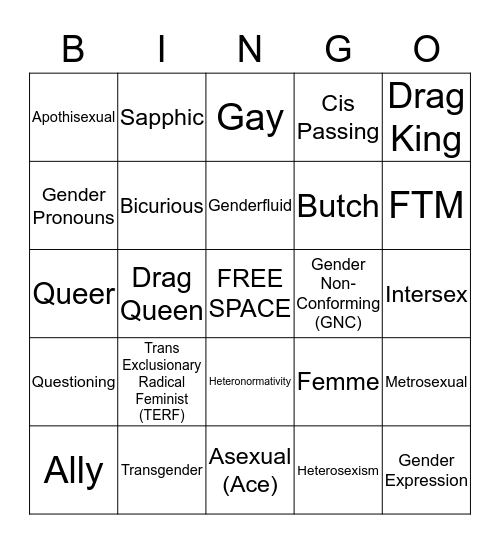 LGBT BINGO Card