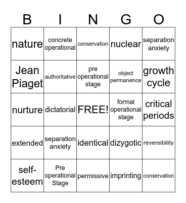 Chapter 10 Bingo Card