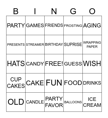 Birthday Bingo Card