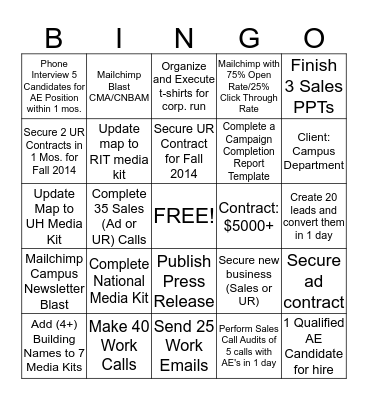 Mary's Bingo Card