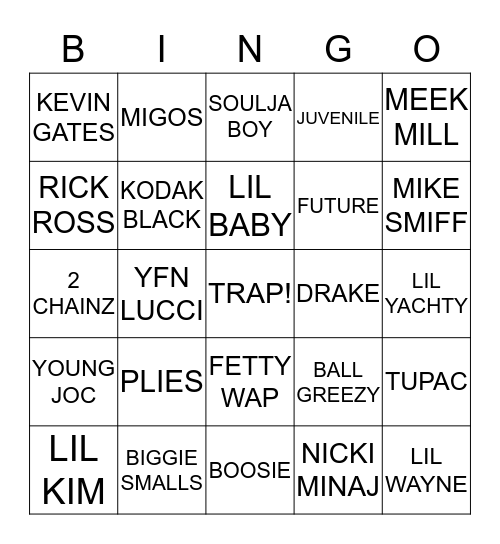 MUSICAL BINGO Card