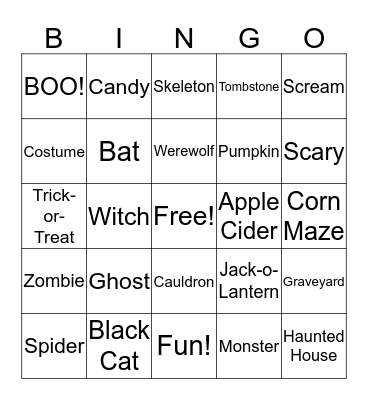 Halloween Bingo Card