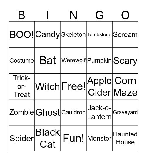 Halloween Bingo Card