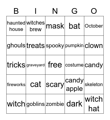 Happy Halloween Bingo Card