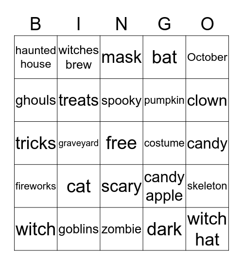 Happy Halloween Bingo Card