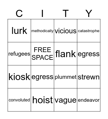 Ember Vocab Bingo! Bingo Card