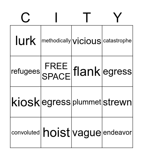 Ember Vocab Bingo! Bingo Card