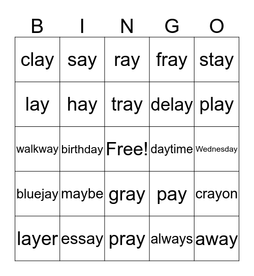 Ay Bingo Card