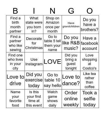 CIRCLE OF LOVE  Bingo Card