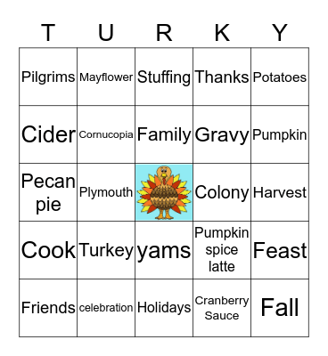 Turky Bingo Card