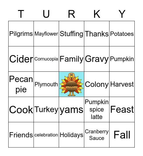 Turky Bingo Card