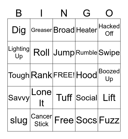 The Outsiders Bingo Card