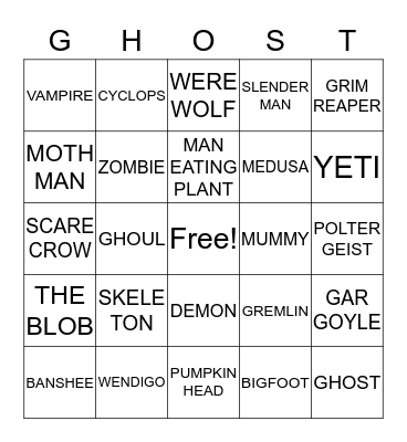 Halloween Bingo Card