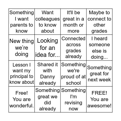 Sharing Stories Bingo Card