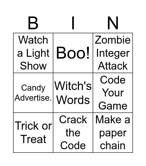Halloween Bingo Card