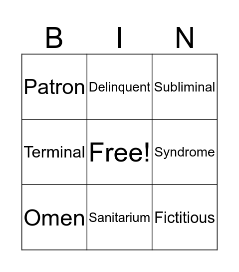 Untitled Bingo Card