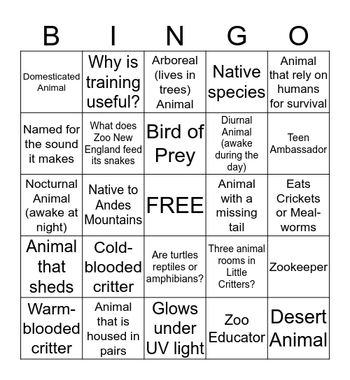 Little Critters meet some Rookies and Beasts! Bingo Card