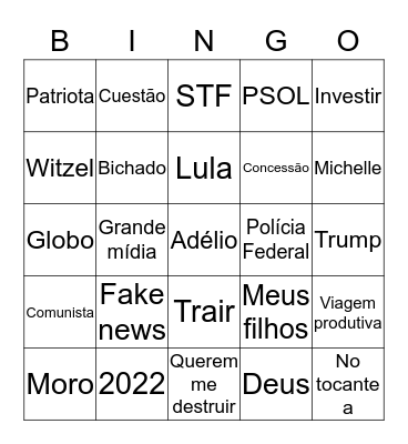 Bingo da live do Bonoro Bingo Card