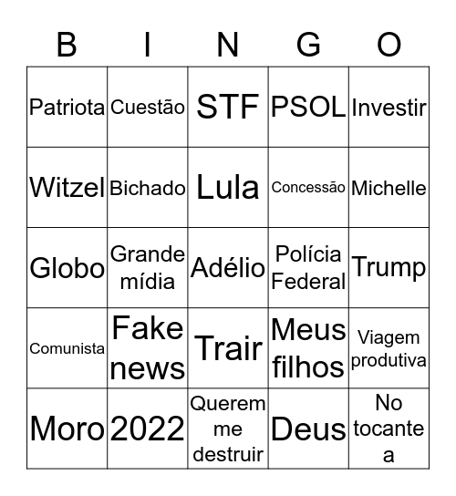Bingo da live do Bonoro Bingo Card