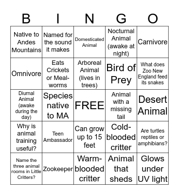 Little Critters meet some Rookies and Beasts! Bingo Card