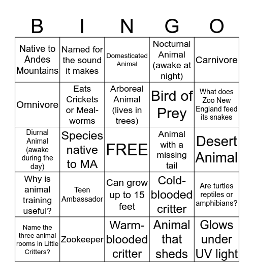 Little Critters meet some Rookies and Beasts! Bingo Card