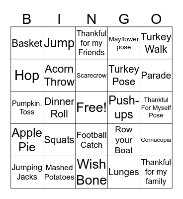 Thanksgiving Bingo Card