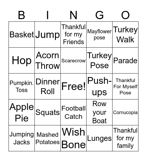 Thanksgiving Bingo Card