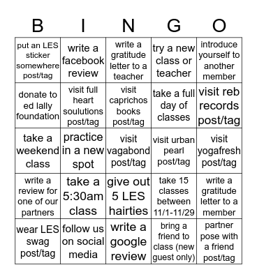 LOVE EVOLUTION STUDIO Bingo Card