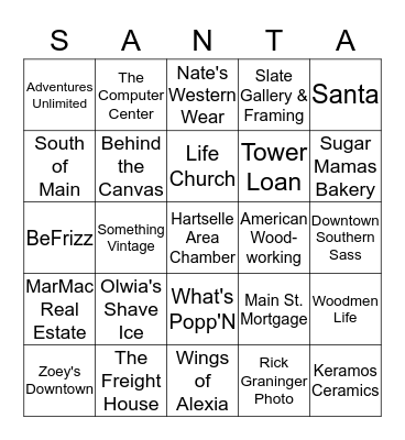 Merry Christmas from the Hartselle Area Chamber of Commerce & It's Members! Bingo Card