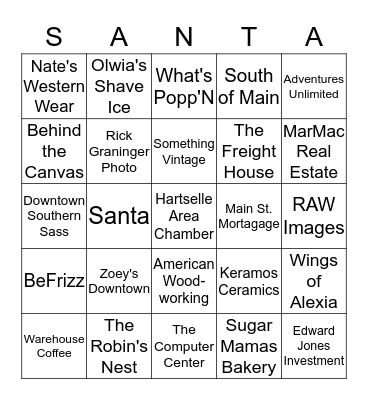 Merry Christmas from the Hartselle Area Chamber of Commerce & It's Members! Bingo Card