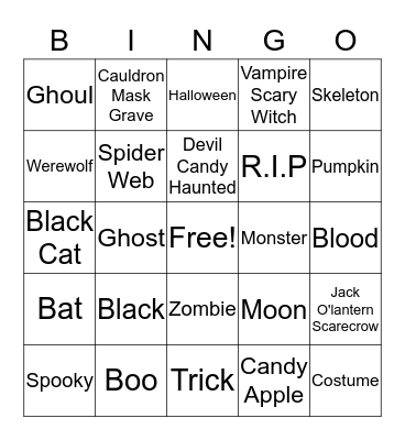 SPOOKY BINGO  Bingo Card