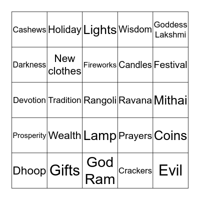 HAPPY DIWALI Bingo Card