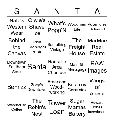 Merry Christmas from the Hartselle Area Chamber of Commerce & It's Members! Bingo Card