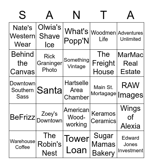 Merry Christmas from the Hartselle Area Chamber of Commerce & It's Members! Bingo Card