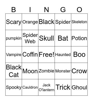 SPOOKY BINGO  Bingo Card