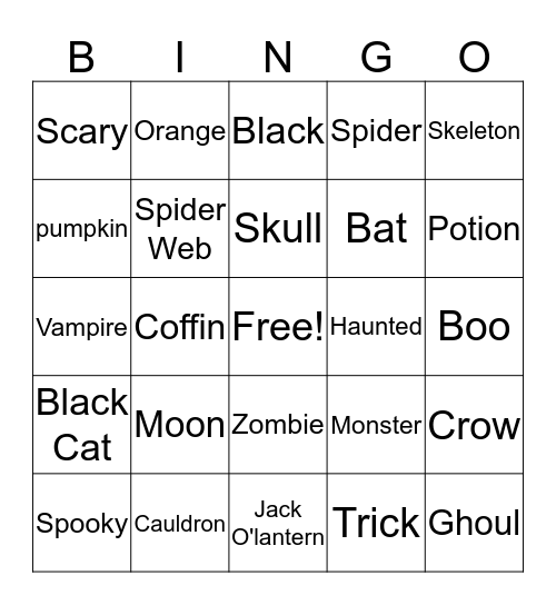 SPOOKY BINGO  Bingo Card
