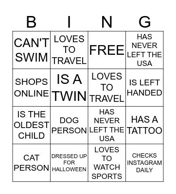 MINGLE BINGO Card