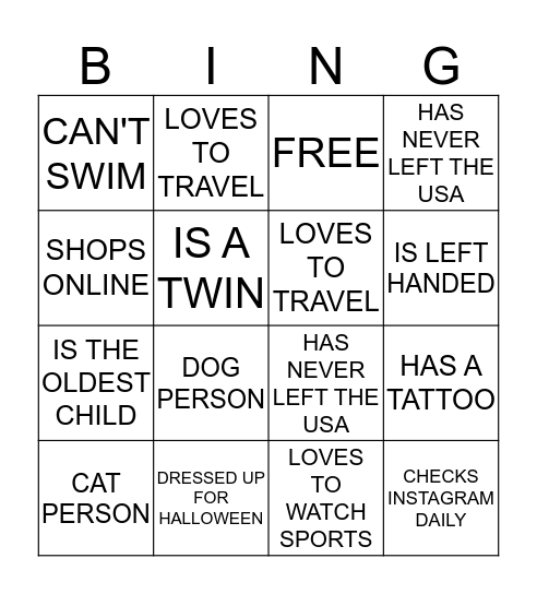 MINGLE BINGO Card