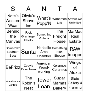 Merry Christmas from the Hartselle Area Chamber of Commerce & It's Members! Bingo Card