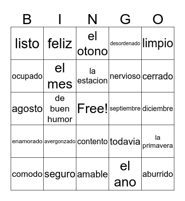 Ch 5 Part 2 Vocabulary Bingo Card