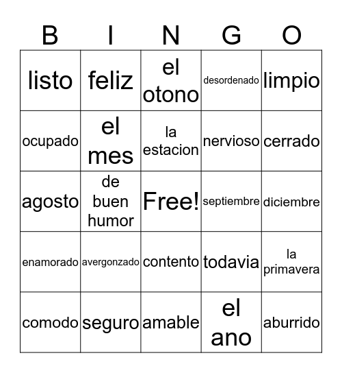 Ch 5 Part 2 Vocabulary Bingo Card