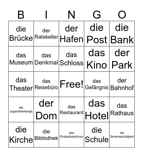 In der Stadt Bingo Card