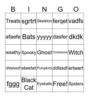 HAPPY HALLOWEEN Bingo Card