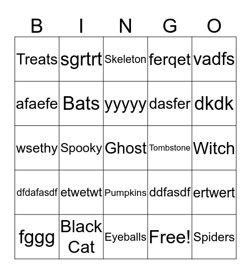 HAPPY HALLOWEEN Bingo Card
