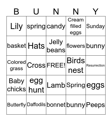 Easter  Bingo Card