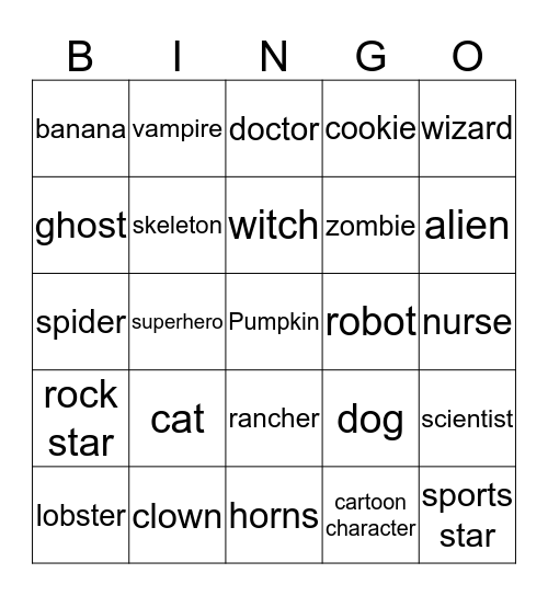 Spooky Bingo Card